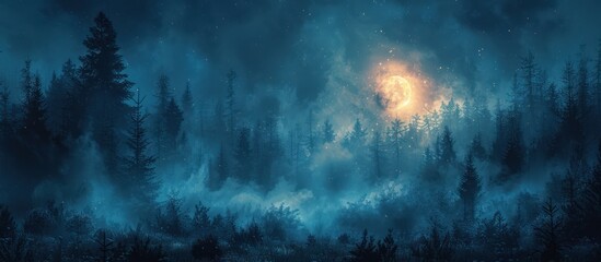 Fototapeta premium Mystical Moonlight Forest