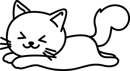 Cat Coloring Line Style 