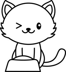 Cat Coloring Line Style 