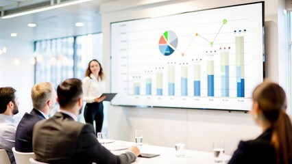 Data-Driven Business Presentation Backdrop with Infographic Elements
