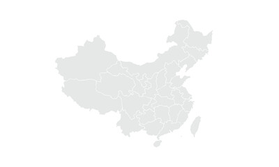 China map Grayscale,isolated on white background for website layouts,background,education, precise,customizable,Travel worldwide,map silhouette backdrop,earth geography, political,reports.