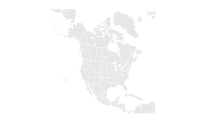 North America map Grayscale,isolated on white background for website layouts,background,education, precise,customizable,Travel worldwide,map silhouette backdrop,earth geography, political,reports.