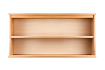 A Simple Wooden Shelf Awaiting Its Purpose on a White or Clear Surface PNG Transparent Background