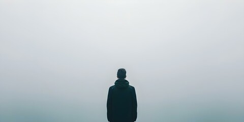 Navigating Mental Health A Portrait of Confusion and Uncertainty in a Hazy Environment. Concept Mental Health, Confusion, Uncertainty, Hazy Environment, Portrait