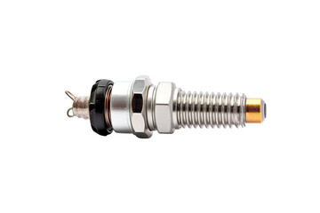 A Gleaming Spark Plug Ready for Ignition on a White or Clear Surface PNG Transparent Background