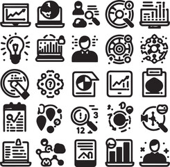 Data analytics thin line icons set. data analysis, analytics, optimization, mining, processing, statistic, monitoring, search, analysis editable stroke. Vector