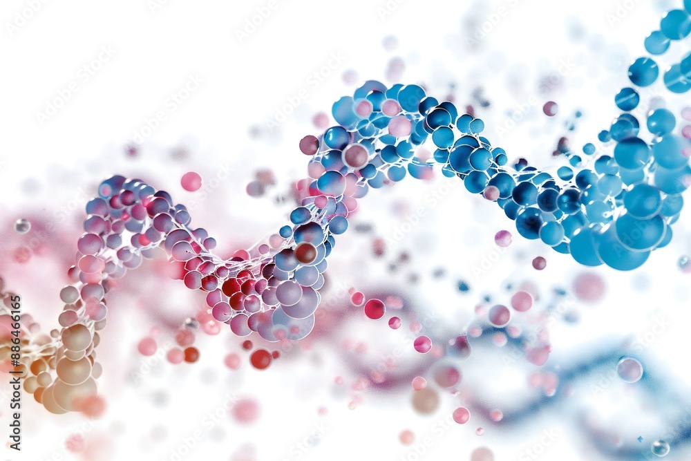 Wall mural human dna molecule thread on white background generative ai