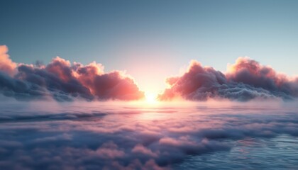 Obraz premium Stunning Sunset Sky Above Clouds, Aerial View of Cloudscape, Dramatic Golden Hour, Atmospheric Scene, Beautiful Nature Photography, Cloud Formation, Golden Light, Sky, Clouds, Sun, Nature, Sunset
