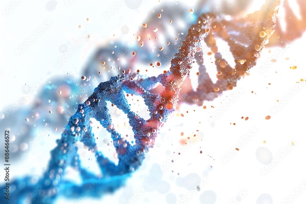 Wall mural human dna molecule thread on white background generative ai