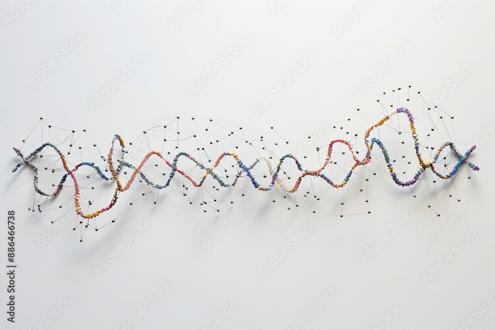 Wall mural human dna molecule thread on white background generative ai