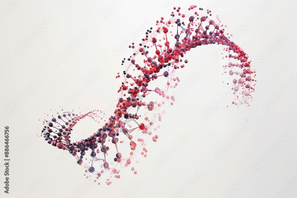 Canvas Prints human dna molecule thread on white background generative ai