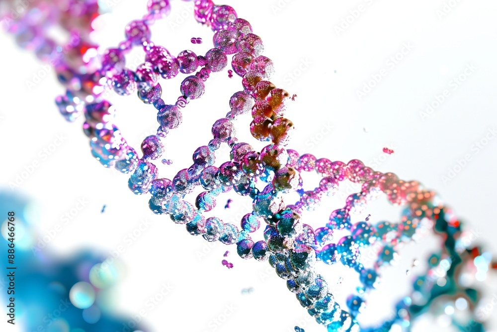 Canvas Prints human dna molecule thread on white background generative ai