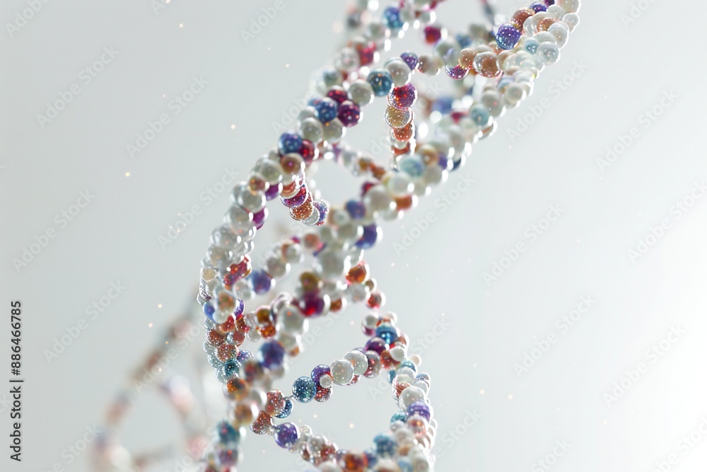 Canvas Prints human dna molecule thread on white background generative ai