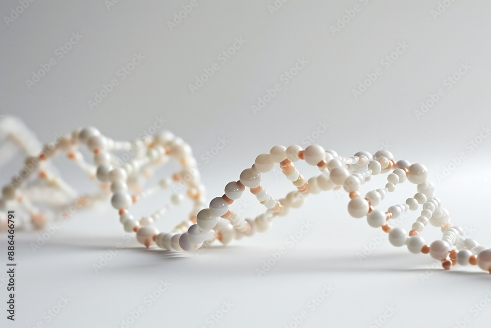 Canvas Prints human dna molecule thread on white background generative ai