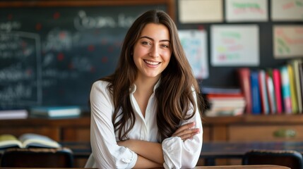 Cheerful Polish Student in Classroom, Education Scene, Learning Environment, Academic Achievement, Inspirational Classroom Background