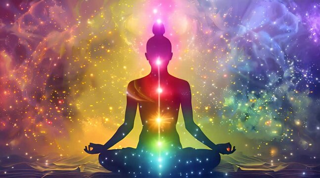 An artistic representation of the chakras. Generate AI Video