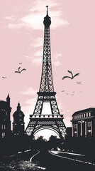 Silhouette chalk Paris vector image