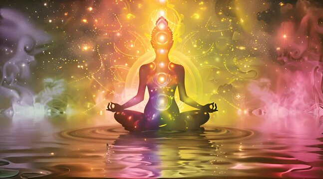 An artistic representation of the chakras. Generate AI Video