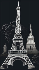Obraz premium Silhouette chalk Paris vector image