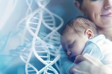 The Unfolding Mystery of Life: A Newborn's Sleep Enveloped by the Spirals of DNA