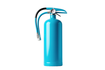 A Vibrant Blue Fire Extinguisher Stands Ready for Action on a White or Clear Surface PNG Transparent Background