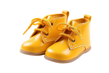 A Pair of Golden Boots for Tiny Feet on a White or Clear Surface PNG Transparent Background