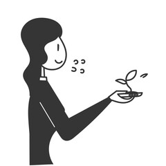 hand drawn doodle Plants growing from smart phone screen illustration