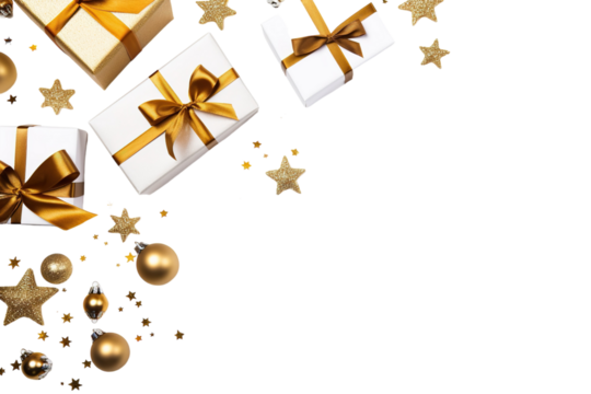 Festive Christmas Ornaments and Clock Countdown on White Background on a White or Clear Surface PNG Transparent Background