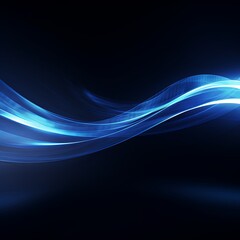 Blue wavy lines flow on a black background in this abstract design, adding a dynamic and futuristic look. Geometric shapes and smooth curves bring elegance, making it ideal for modern art enthusiasts.