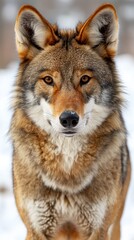 Fototapeta premium Close-up of a wolf with a snowy background