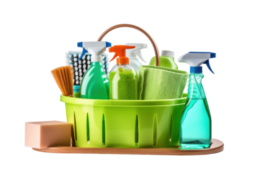 A Gleaming Blue Bucket of Cleaning Supplies Ready for Action on a White or Clear Surface PNG Transparent Background