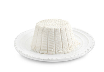 Fresh ricotta (cream cheese) isolated on white