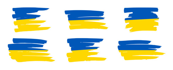 Set of Ukrainian national flags