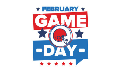 Fototapeta premium Game Day. American football playoff. Super Party in United States. Final game of regular season. Professional team championship. Ball for american football. Sport poster. Vector illustration