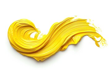 Fototapeta premium Yellow paint brush stroke isolated on white backround. Generative Ai