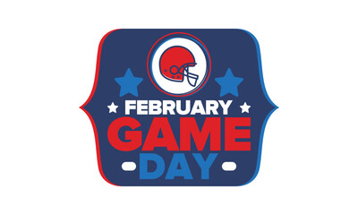 Game Day. American football playoff. Super Party in United States. Final game of regular season. Professional team championship. Ball for american football. Sport poster. Vector illustration