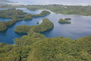 Palau islands view from above on a sunny autumn day