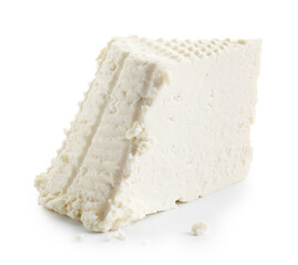 Tasty ricotta (cream cheese) isolated on white