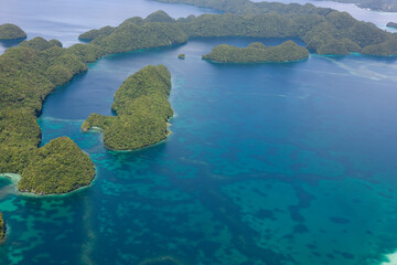 Palau islands view from above on a sunny autumn day