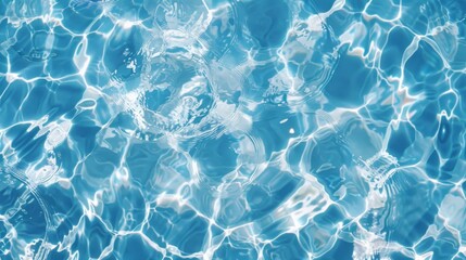 Obraz premium Top view blue water caustics background. Clear ripples pool water texture. Summer vacation