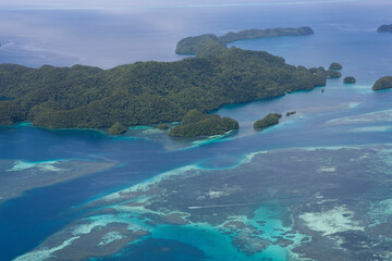 Palau islands view from above on a sunny autumn day