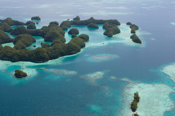Palau islands view from above on a sunny autumn day