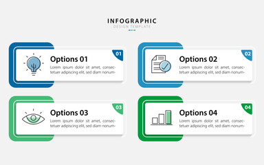 Business infographic template. 4 Step timeline journey. Process diagram, 4 options on white background, Infograph elements vector illustration.