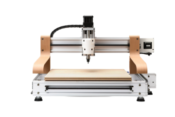 A Close-Up Look at a CNC Router Carving a Detailed Design Into Wood on a White or Clear Surface PNG Transparent Background