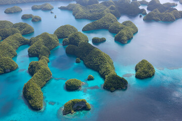 Palau islands view from above on a sunny autumn day