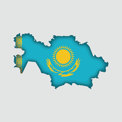 KAZAKHSTAN Map with flag in body