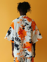 Man in Customizable T-Shirt Mockup (Rear View)