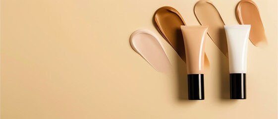 BB creams texture, sitting on a beige background, perfect for themed beauty designs.