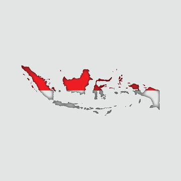 INDONESIA Map with flag in body