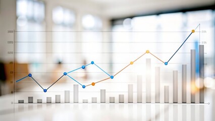Business Intelligence Graph Overlay with Trend Lines and Bar Charts
